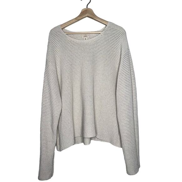 H&M Oversized Silk Blend Knit Crewneck Pullover Sweater Ivory/Cream Size Medium - Picture 1 of 7